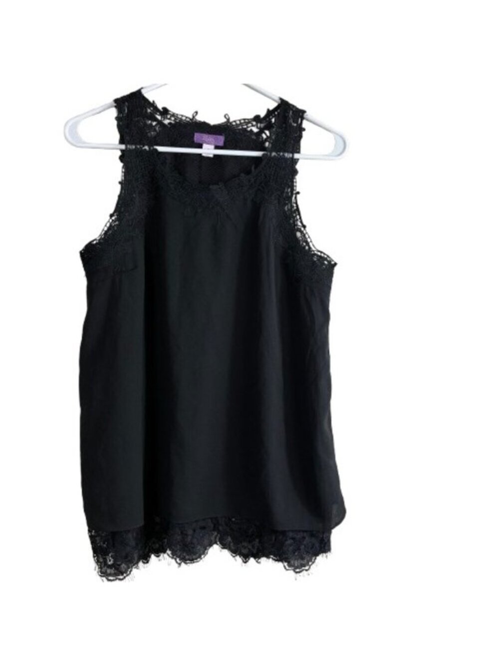 Truly Poppy Chiffon Split Back Floral Lace Tank Black Sz S Whimsigoth